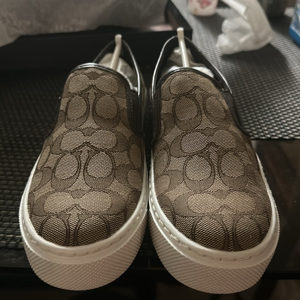 Brand New Coach Cameron Signature Logo Slip/On Canvas Brown (Never Worn)